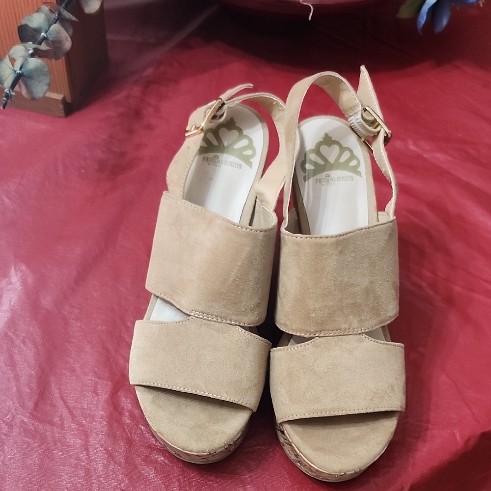 Fergalicious Tan Suede Sandals
